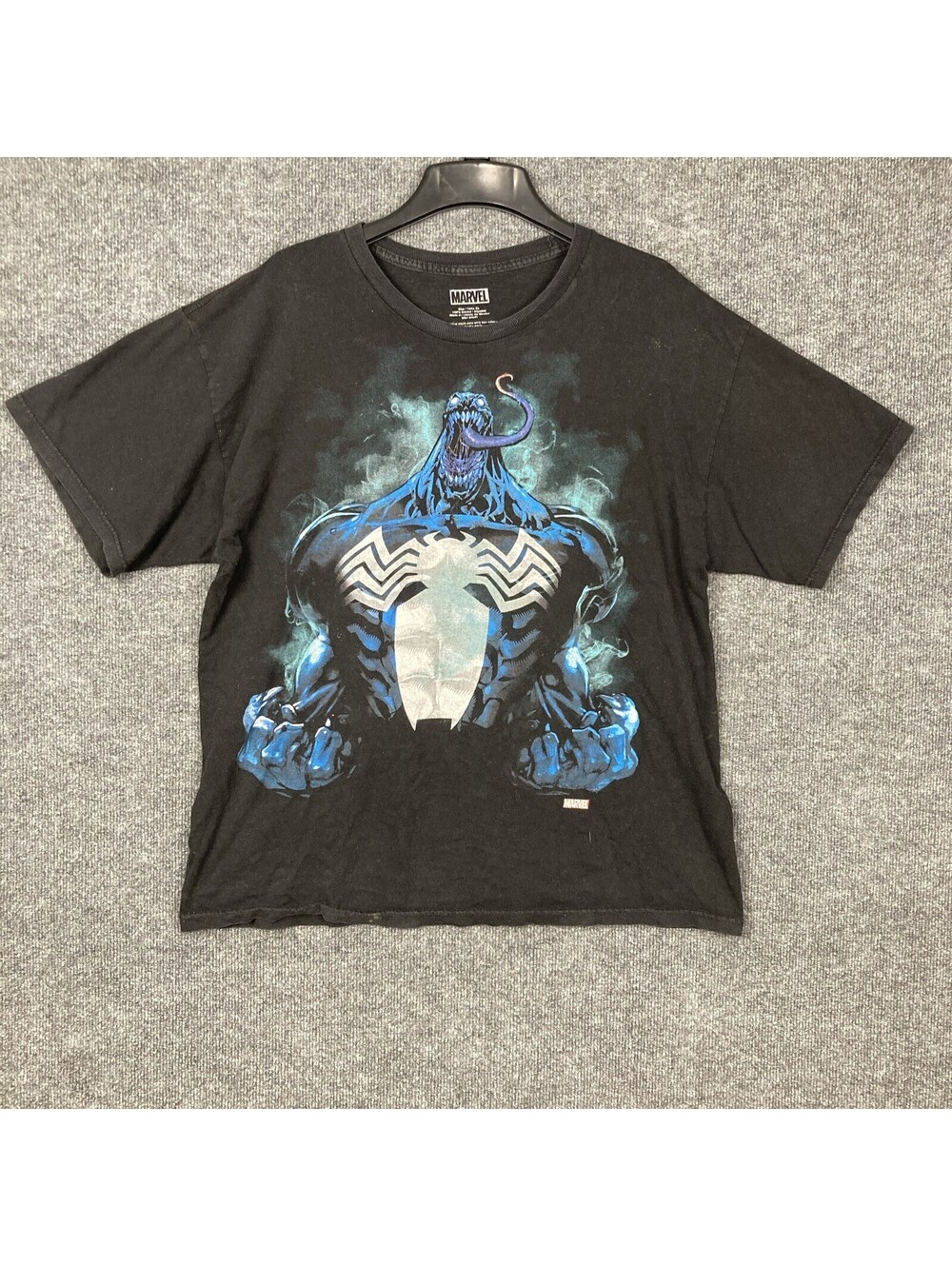 Marvel Mens XL Black Spiderman Venom Graphic Print S/S Shirt Vintage 90s
